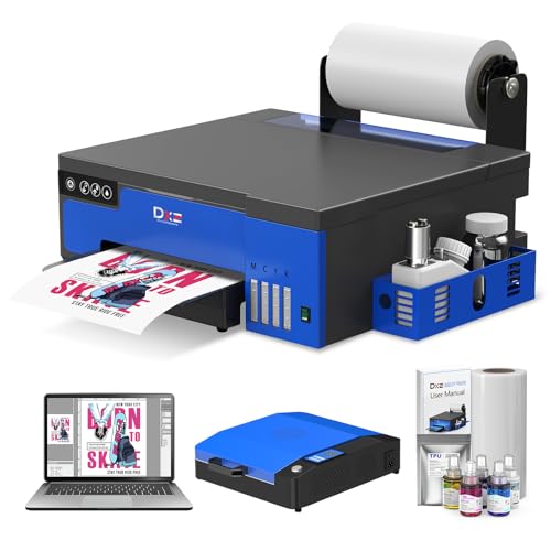 DXZ Upgraded A4 DTF Printer with Film Cutter-XP600 Doubled Printing Speed Compared to L1800 and L805,Built-in White Stirring System for DIY T-Shirt