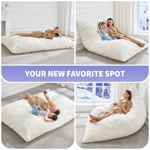 Hobestluk 3 in 1 Bean Bag Chair Giant Bean Bag Chairs Convertible Bean Bag Floor Cushion with Machine Washable Cover