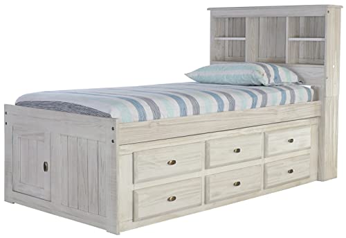 Discovery World Furniture White Full Bookcase Bed with 6 Drawers