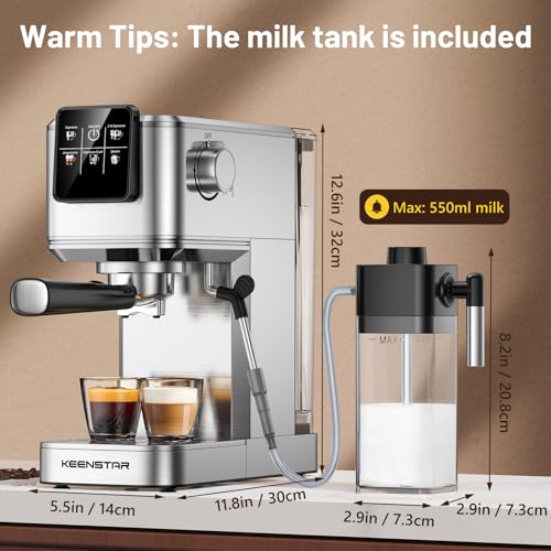 Espresso Coffee Machine with Milk Tank, 20Bar Hot & Iced Coffee Machine with Rapid Cold Brew