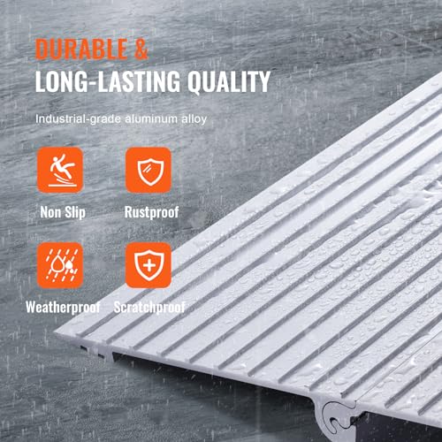 VEVOR Door Threshold Ramp, 6" Rise Door Ramp for Wheelchairs, Aluminum Threshold Ramp for Doorways Rated 800 lbs Load Capacity
