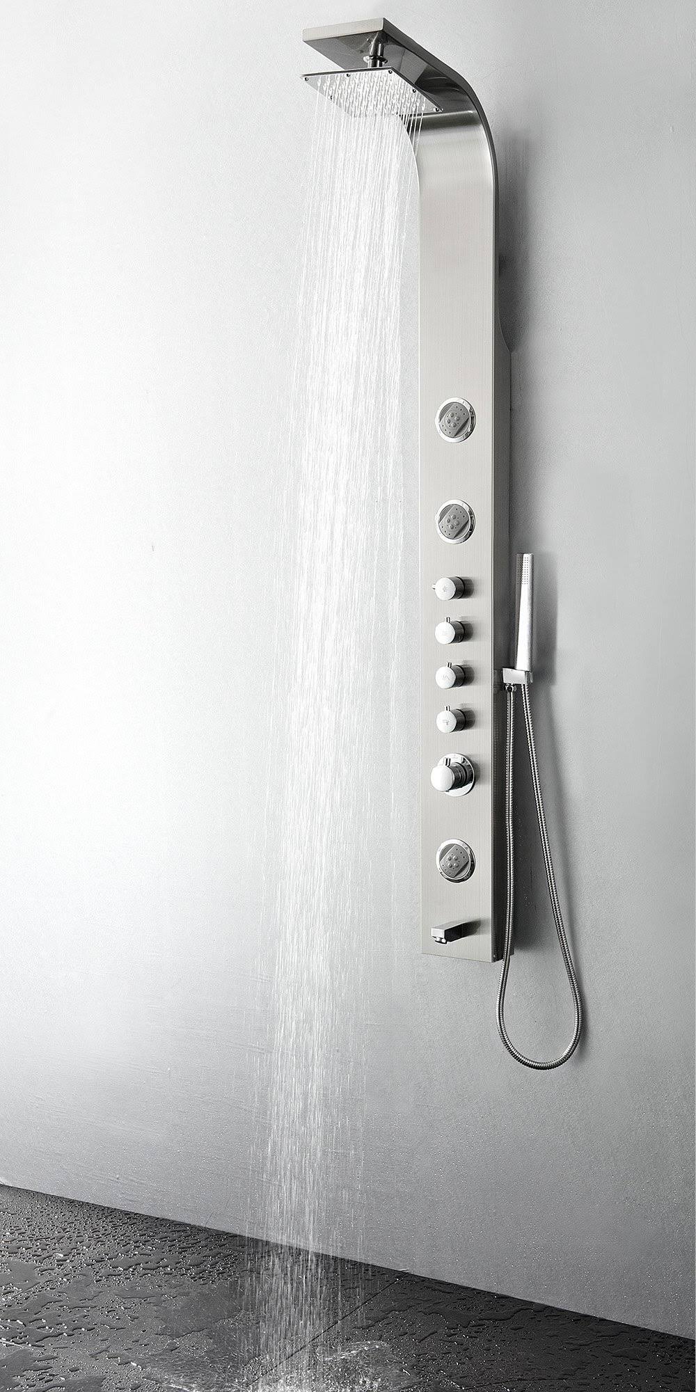 Fresca FSP8009BS Geona Stainless Steel (Brushed Silver) Thermostatic Shower Massage Panel