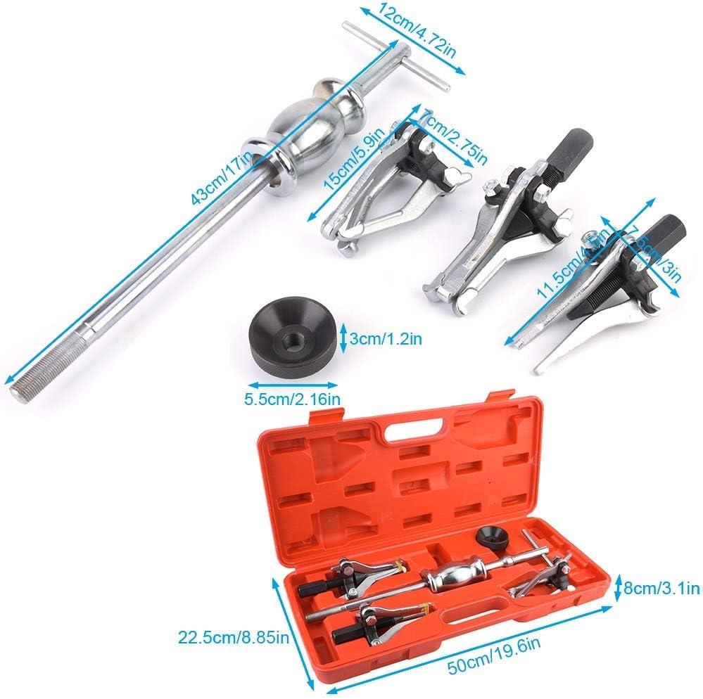 Bearing Puller Kit, 5Pcs Carbon Steel Internal External Gear Bearing Puller Removal Tool Slide Hammer Kit