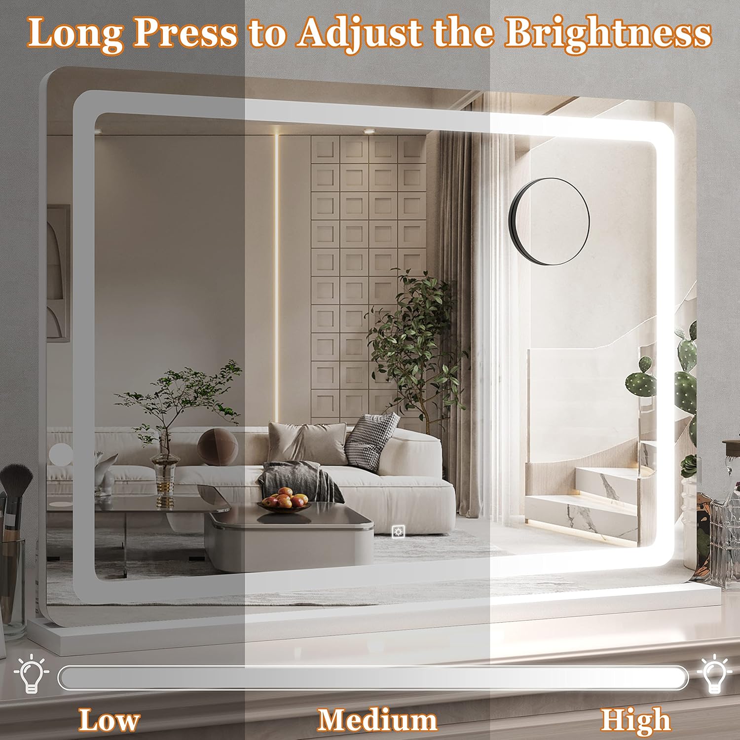 Vierose Large Vanity Mirror with Lights, 31"x 21" Extra Big Makeup Mirror with Light Strip, Oversized Light up Mirror for Desk