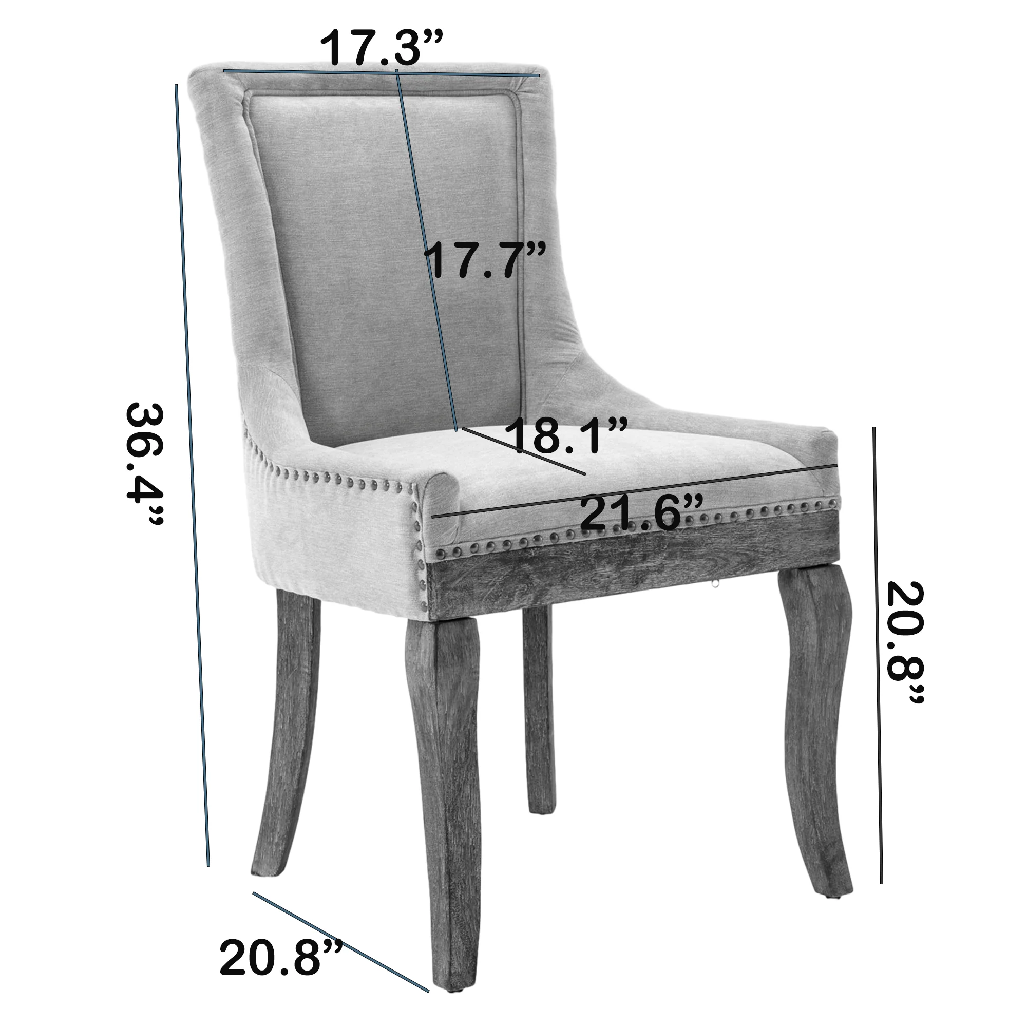 Elegant Button Tufted Side Dining Chairs, High-end Thickened Fabric Dining Chairs with Bronze Nail head