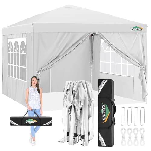 COBIZI 10x10 Pop up Canopy Tent Protable Canopy Tent with 4 Sidewalls Waterproof Commercial Instant Shelter for Parties, Wedding