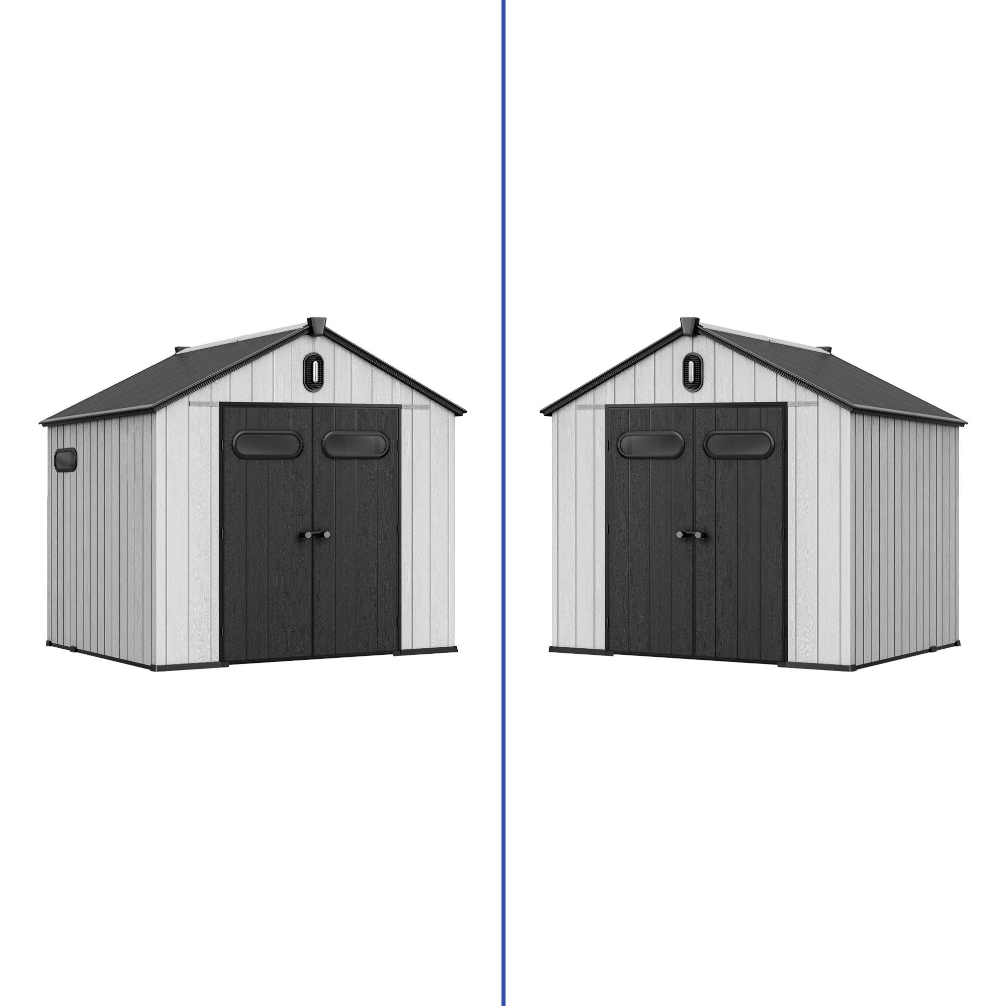 ModFusion 8x8 Ft Improved Natural Light, Outdoor Resin Storage Shed, 2 Door with Lock, Floor, Gable Roof, Windows, Air Vent, for Bike, Trash Can