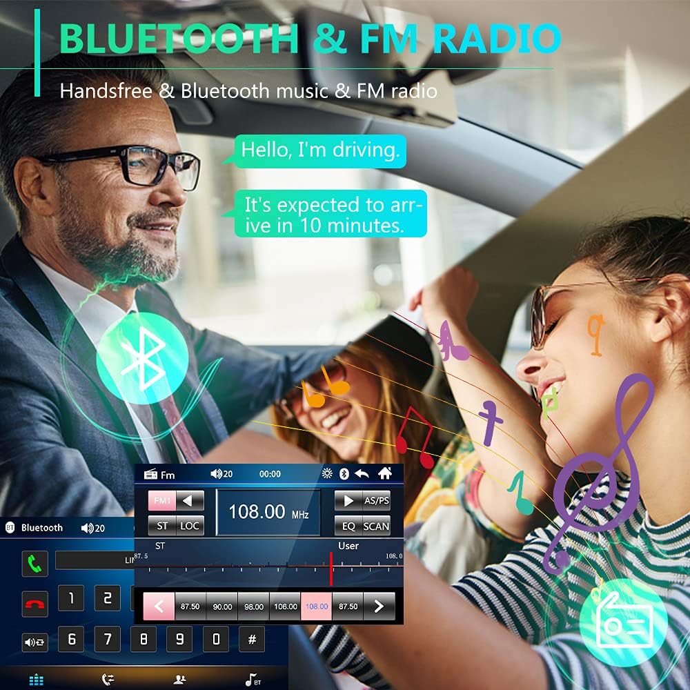 Double Din Touch Screen Car Stereo with Bluetooth and Backup Camera