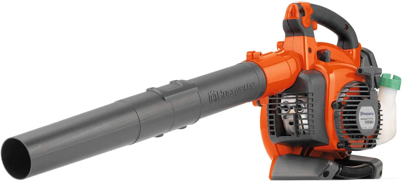Husqvarna 125BVx Gas Leaf Blower, 28-cc 1.1-HP 2-Cycle Handheld Leaf Blower Vacuum Kit with Mulcher and Vac Bag, 470-CFM, 170-MPH