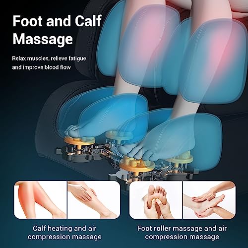 Massage Chair, 14 Massage Points Full Body Massage Chair, Zero Gravity Extra Large Shiatsu Recliner w/Lumbar & Calf Heating, 20 Auto Modes