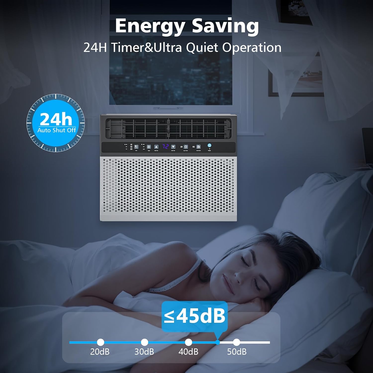 Joy Pebble Window Air Conditioner 10000 BTU, 3 in 1 Ac Window Unit for Room Cools up to 450 Sq.Ft,Dehumidifier&Fan with Energy Saving mode