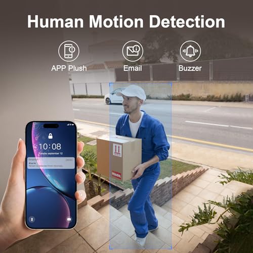Wireless Security Camera System, 10CH 5MP NVR with 4 3MP Cameras, 1TB HDD, Night Vision, Motion Detection, Indoor/Outdoor Video Surveillance