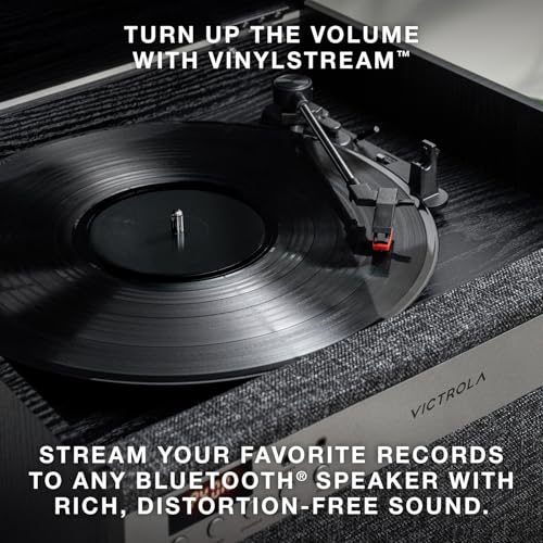 Victrola Century 6-in-1 Vinyl Record Player & Music Center &ndash; 3-Speed Turntable, CD & Cassette Player, VINYLSTREAM, Bluetooth & 3.5mm Aux