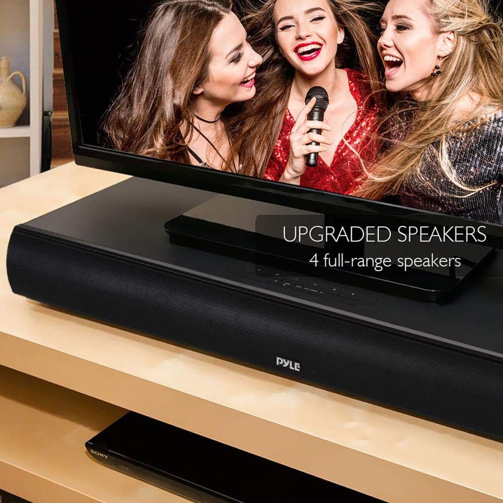 Pyle TV Soundbar Soundbase Bluetooth - Upgraded 2018 Wireless Surround Sound System for TV’s With Built-in Subwoofer, Remote Control