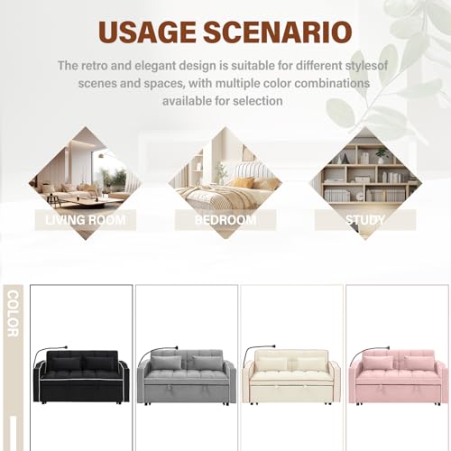 WIIS' IDEA Convertible Sofa Bed,3 in 1 Velvet Sleeper Sofa Pull-Out Bed