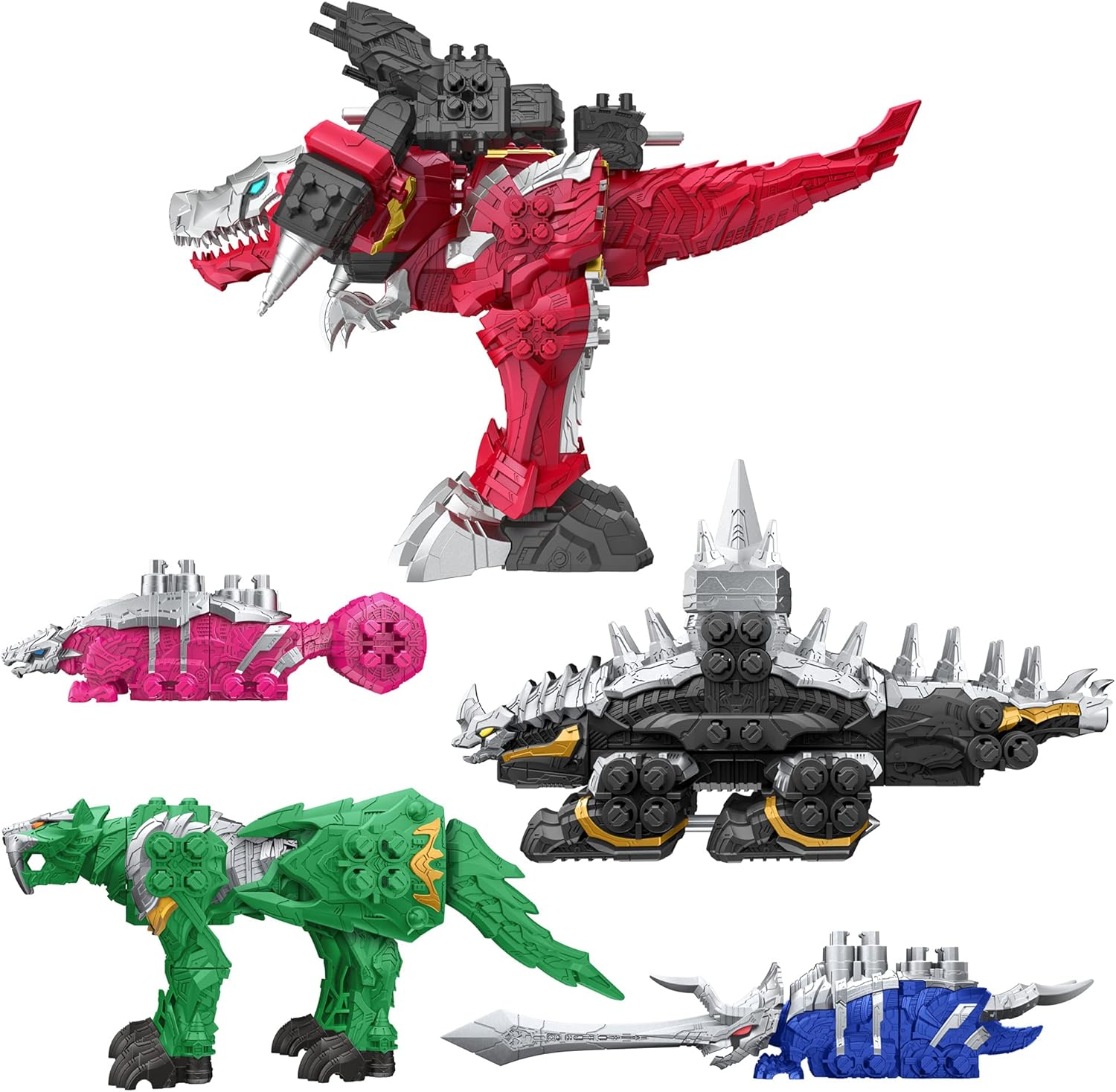 Power Rangers Dino Fury Megazord Mega Pack 5-Pack Zord Action Figure Toys for Kids Ages 4 and Up Zord Link Mix-and-Match Custom Build System (Amazon