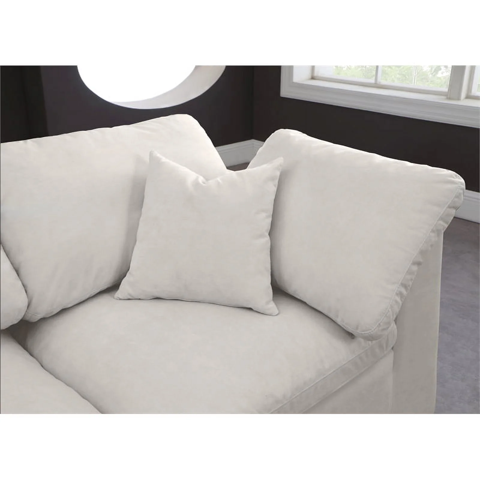 Maklaine Contemporary Cream Velvet Down Filled Modular Sectional Sofa