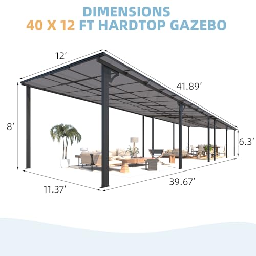 AECOJOY 10&rsquo; x 10&rsquo; Gazebo, Wall Mounted Gazebos Pergola on Clearance, Outdoor Patio Lean to Gazebo Awnings for Deck, Porch