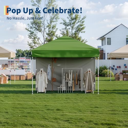 10x20 Pop Up Canopy - Easy Up Camping Tent with One Roller Bag, 3 Adjustable Height, 4 Weight Bags for Deck, Garden, Sports, Beach, Party - White