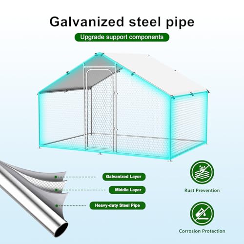 Large Metal Chicken Coop with Waterproof and UV-Resistant Cover