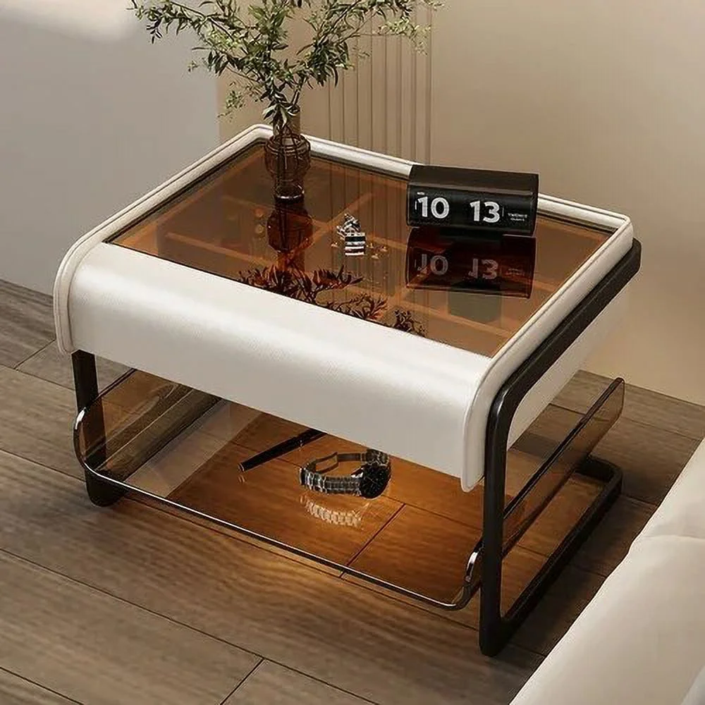 Smart Bedside Table Modern Simple Bedroom Luxury Nightstands Multifunctional Acrylic Wireless Charging Home  Furniture WKNS
