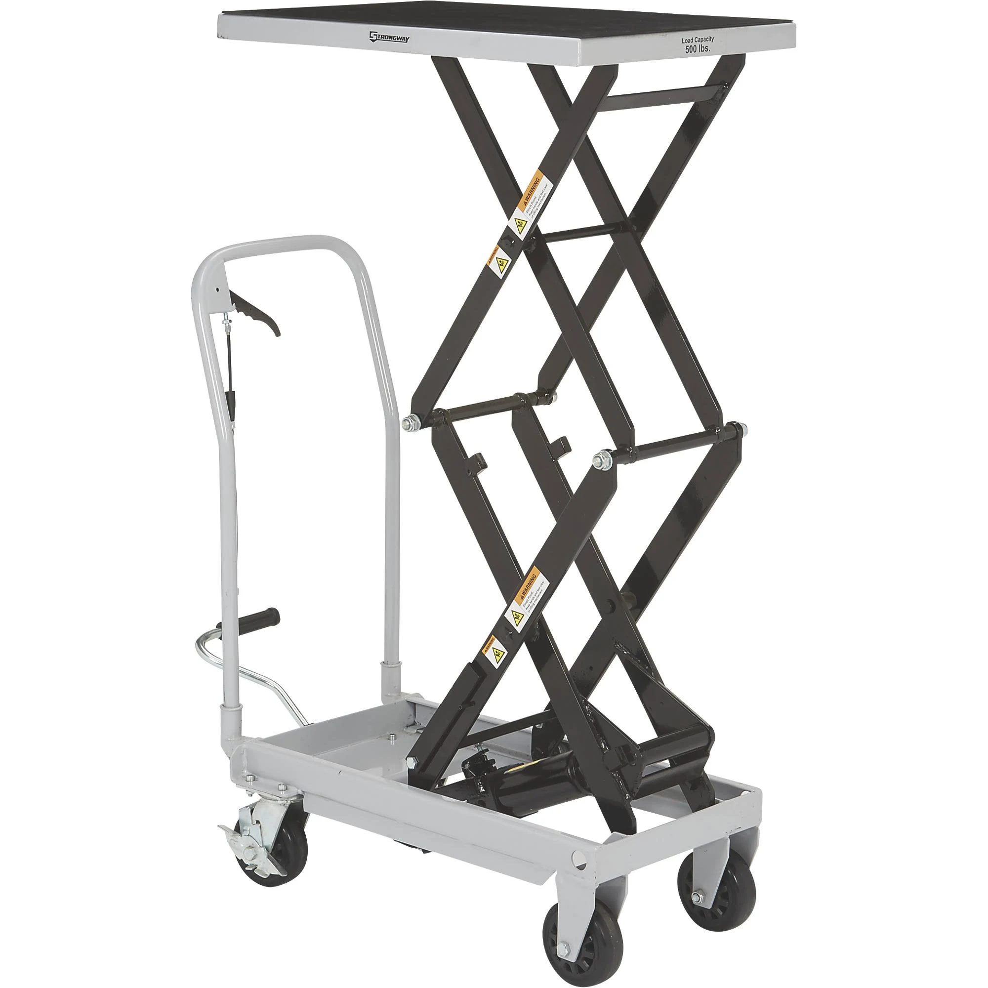 Strongway 2-Speed Hydraulic Rapid XT Lift Table Cart - 500-Lb. Capacity, 50 3/4inch Lift Height