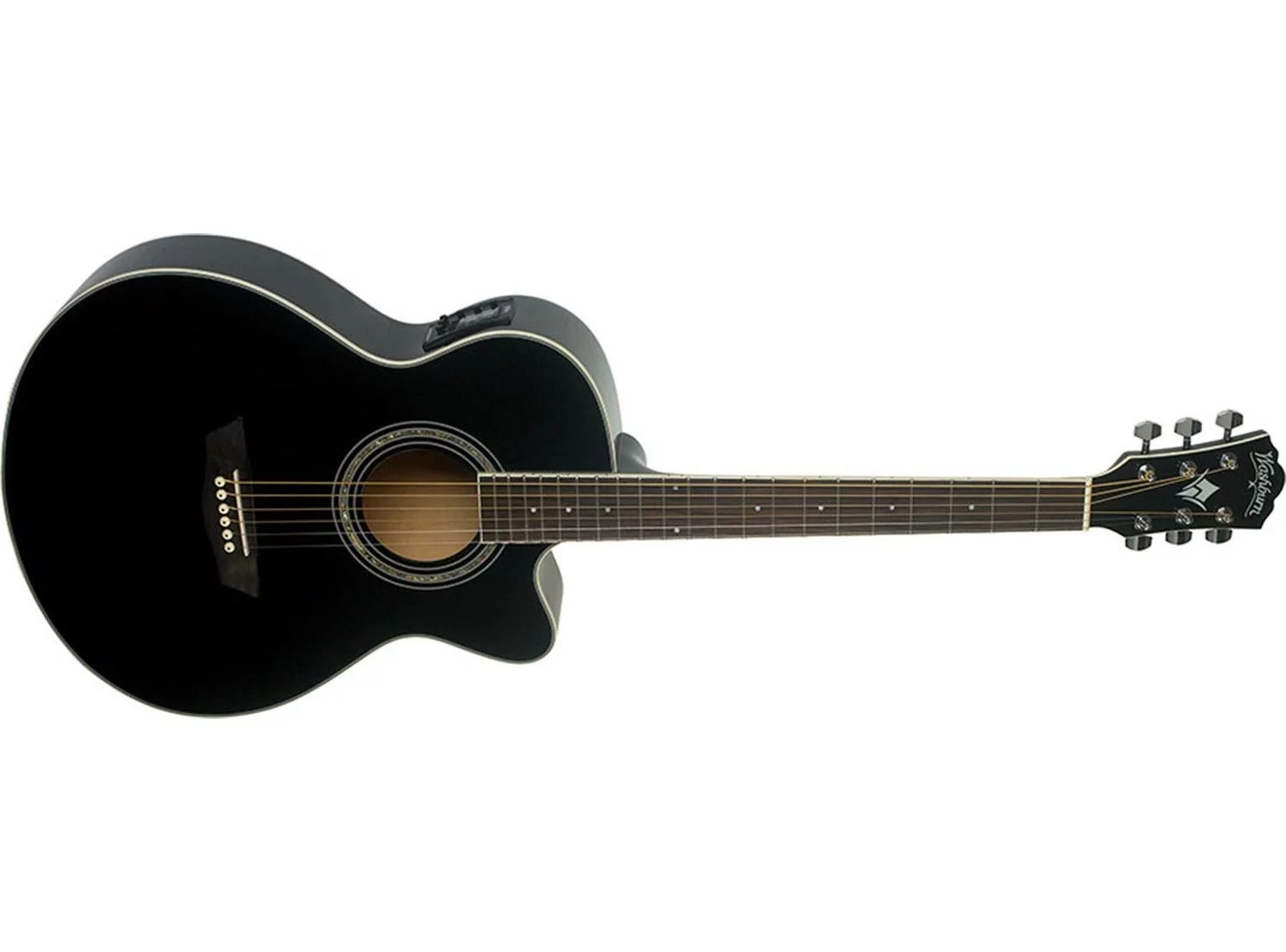 Washburn EA12B-A Festive Series Mini Jumbo Cutaway Acoustic Electric Guitar, Black