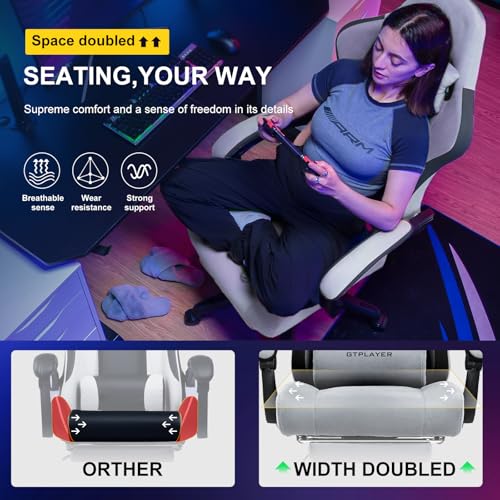 GTPLAYER Gaming Chair, Computer Office Chair with Pocket Spring Cushion, Linkage Armrests and Footrest