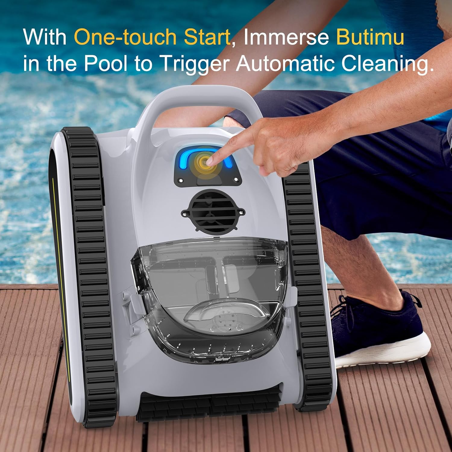 Seauto Cordless Robotic Pool Vacuum, Wall Climbing, Automatic Pool Vacuum Robot, 180W Powerful Suction LED Indicator Self Parking
