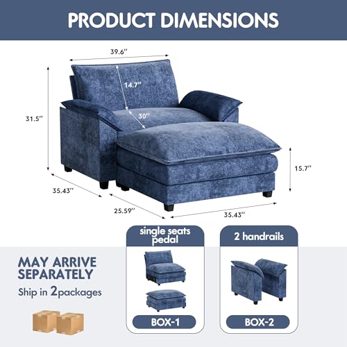 Homall 119" Modular Sectional Sofa, L Shaped Sofa Couch with Reversible Ottoman, DIY Combination Chenille Deep 3-Seat Cloud Couch for Living Room