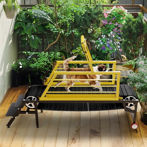 Dog Treadmill for Large Dogs with Hand Brake, 91" Dog Slat Mill Machine for Medium Dog Exercise, Doggy Treadmill for Pet Jogging, Running