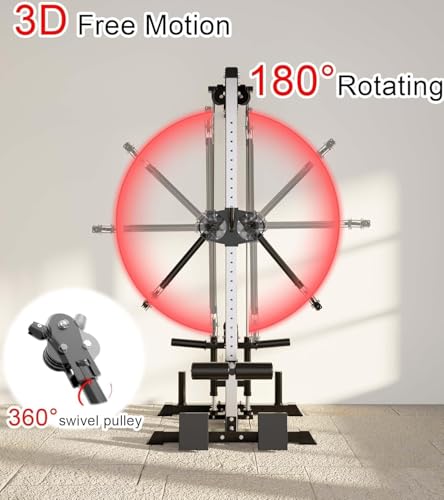 Eonfit Cable Machine for Home Gym, LAT Pulldown Cable Crossover Machine Workout Station Pulley System Tower with Leg Holder, LAT Bar
