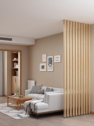 10Pcs Wall Partition Room Divider Floor to Ceiling Wooden Post, Wood Screen Partition Slats for Living Room Home Office Entryway Decor