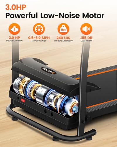 Treadmill with Incline, 3.0HP Foldable Treadmill for Home Office Small Space Portable Walking Treadmill 240 Lbs with 12 Preset PROG, LED Display