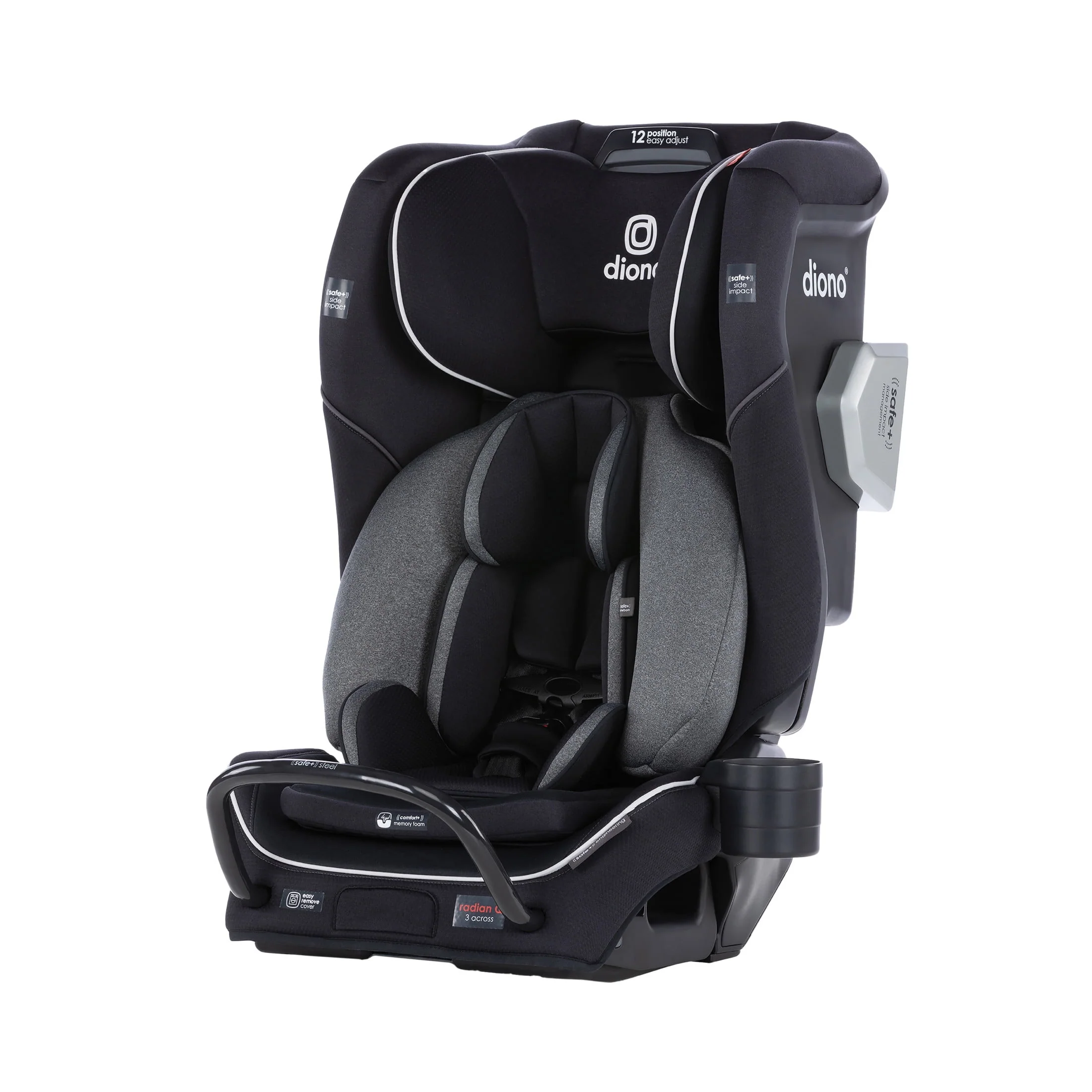 Diono Radian 3QXT SafePlus All-in-One Convertible Car Seat, Slim Fit 3 Across, Red