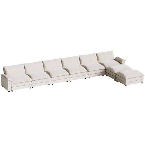 Homall 119" Modular Sectional Sofa, L Shaped Sofa Couch with Reversible Ottoman, DIY Combination Chenille Deep 3-Seat Cloud Couch for Living Room