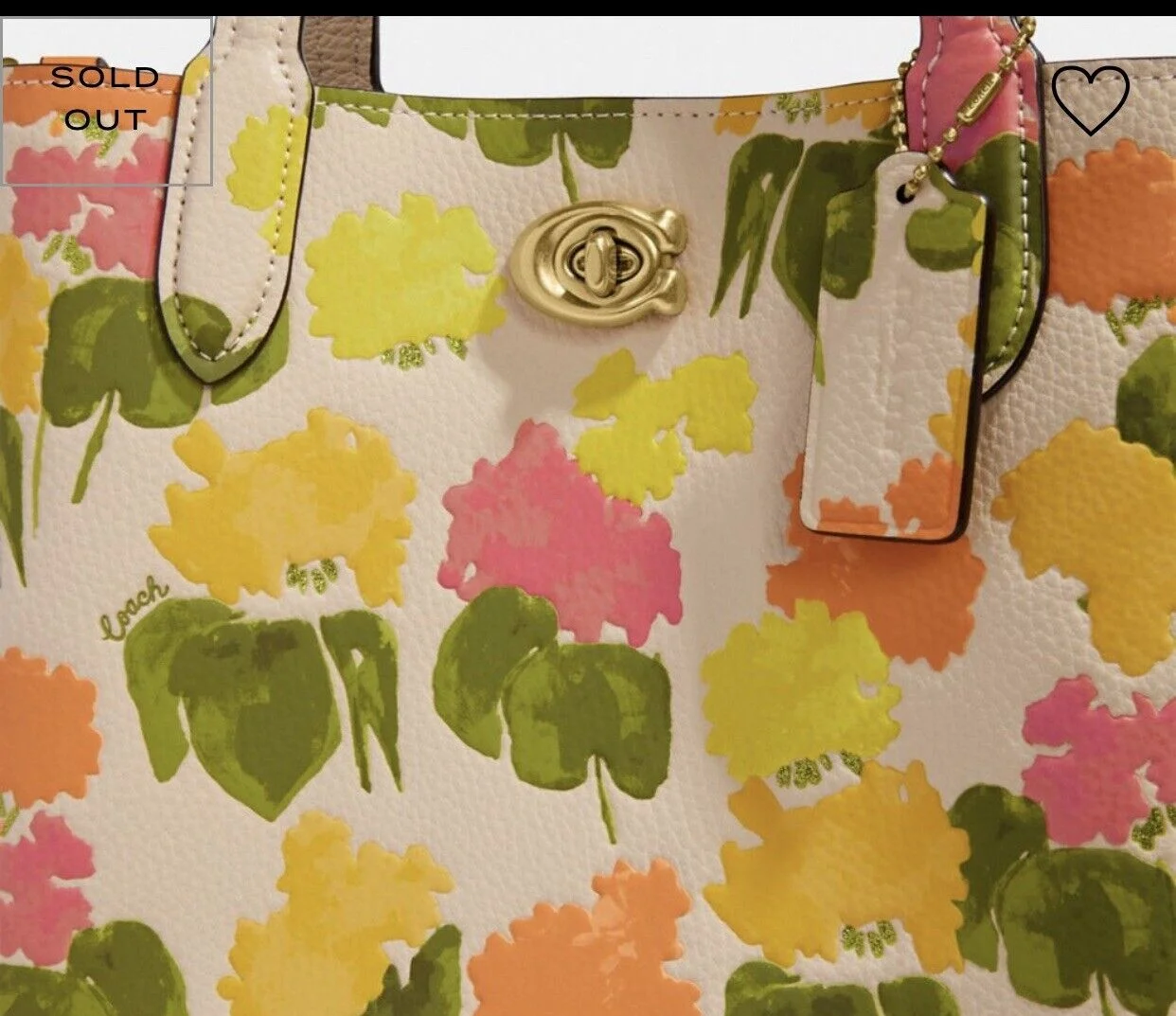 COACH Floral Printed Leather Willow Tote 24 Multi One Size