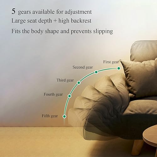 Small Sofa Couch,Couches for living room,Morden Mid-Century Linen Fabric Sofa Couch,Adjustable Floor Sofa Bed with pillow,Suitable for living room