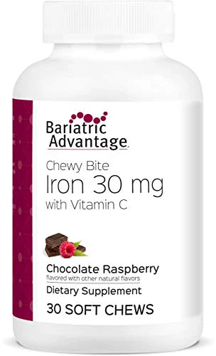 Bariatric Advantage Iron Chewy Bite Chocolate Raspberry Truffle (30 mg iron, 60 mg vitamin c) 30 count - Kansas Nuitrition - HNZSDS