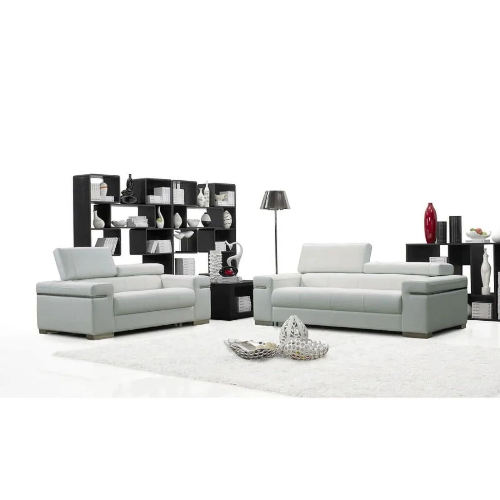 Soho Leather Sofa Set, White, 2-Piece