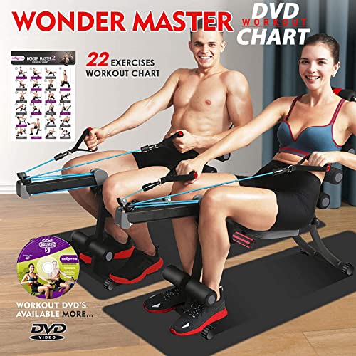 BODY RHYTHM 22 in 1 Wonder Master Core & Abdominal Workout Equipment, Foldable & Adjustable Rowing Machine