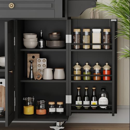 67’’ Movable Kitchen Island with Drop Leaf and Power Outlet, Lockable Sliding Countertop Rolling Island Cart with 2 Large Drawers, Spice, Towel Rack