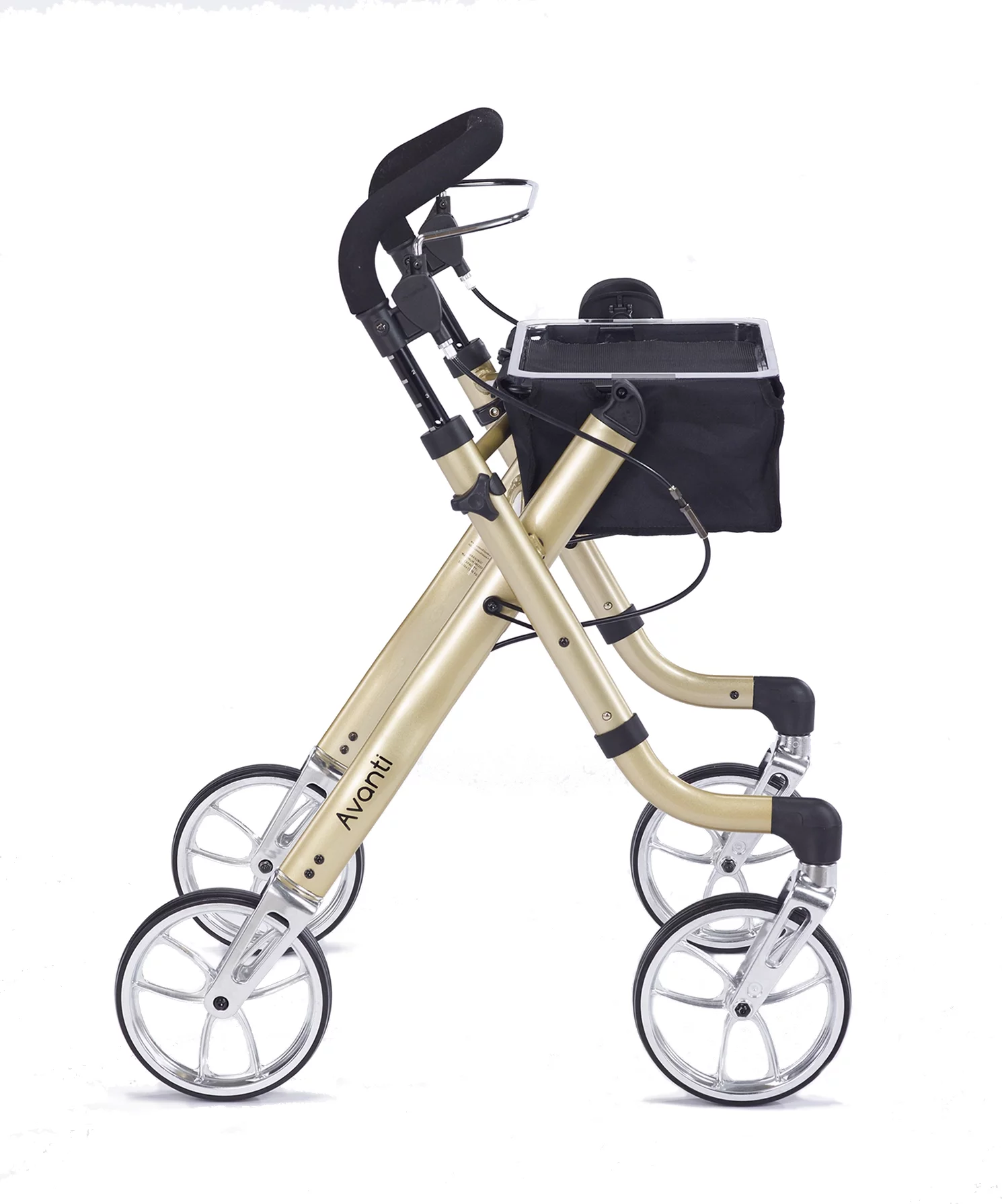Comodita Avanti Rollator Walker with Unique One or Two-Hand Operation Ideal for Stroke Patients Lightweight Rolling Walker/Rollator (Metallic