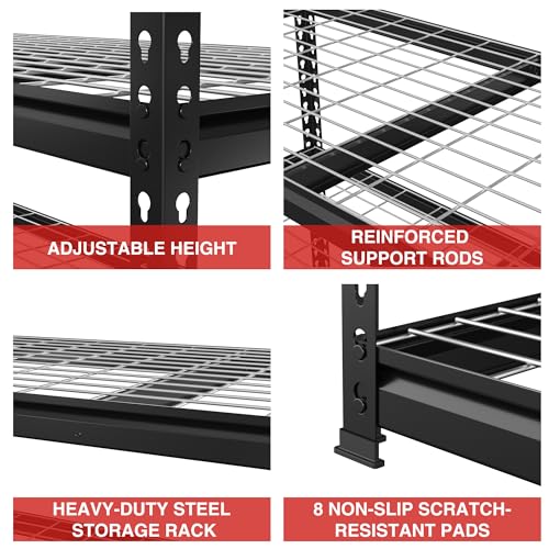 WORKPRO 5-Tier Metal Shelving Unit, 48”W x 24”D x 72”H, Heavy Duty Adjustable Storage Rack, 4000 lbs Load Capacity (Total), for Garage, Basement