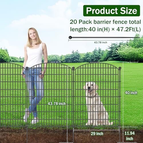 10 Panels No Dig Decorative Garden Fence - 40 in (H) x 23.6 ft (L)