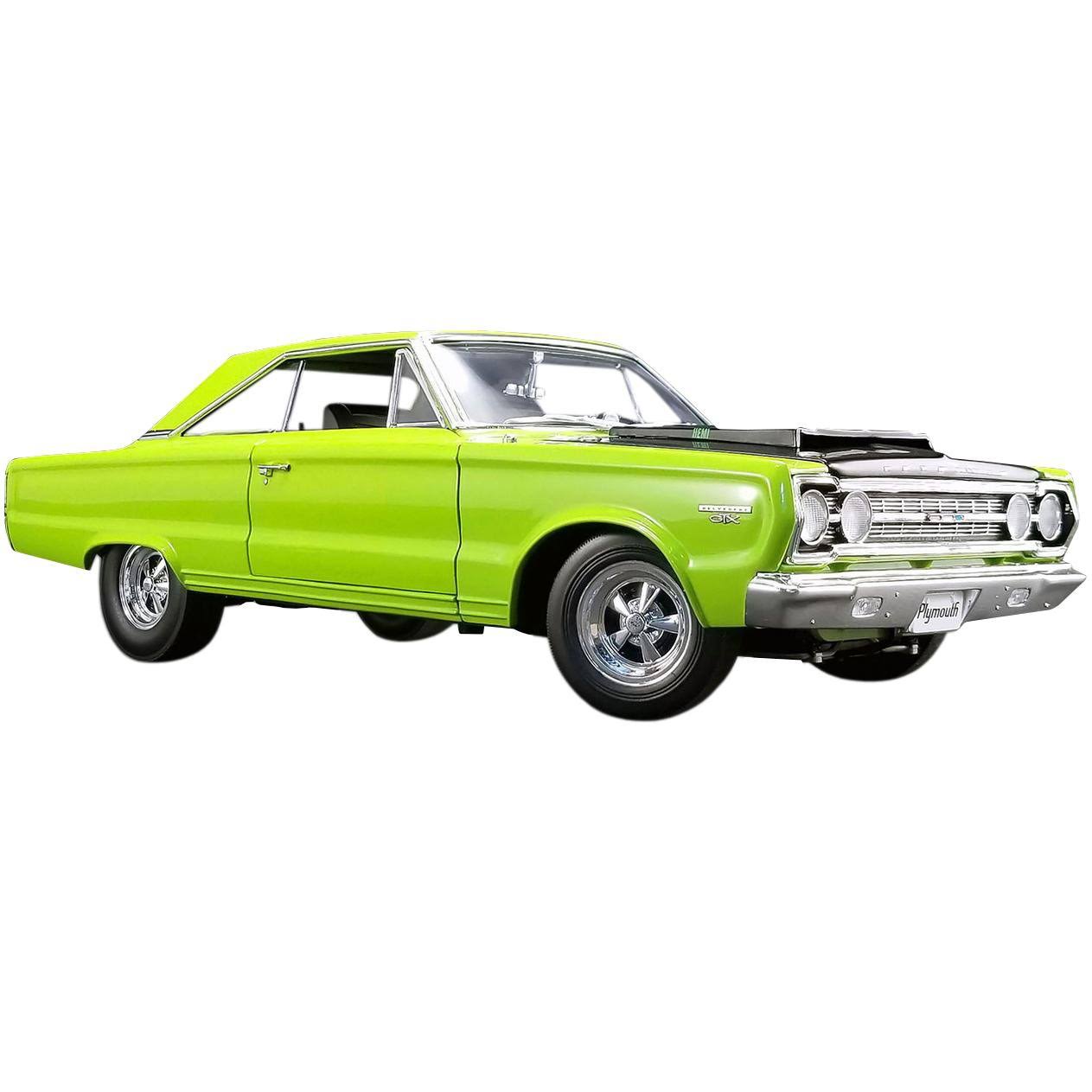 1967 Plymouth Belvedere GTX Limelight Green w/ Black Hood Limited Edition to 552 Pieces 1/18 Diecast Model Car by Acme