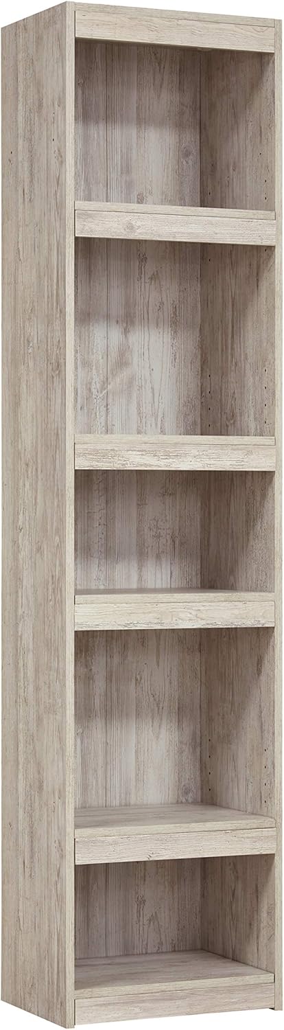 Signature Design by Ashley Willowton Coastal Entertainment Center Pier Bookcase with 3 Adjustable Shelves, Whitewash