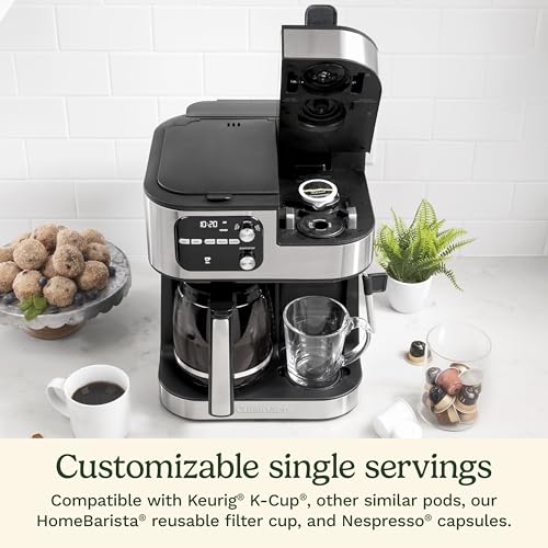 Cuisinart Coffee Center Barista Bar 4-in-1 Coffee Maker, Single-Serve Pods Compatible, Coffeemaker, Three Brewing Sizes, SS-4N1MBNAS, Black