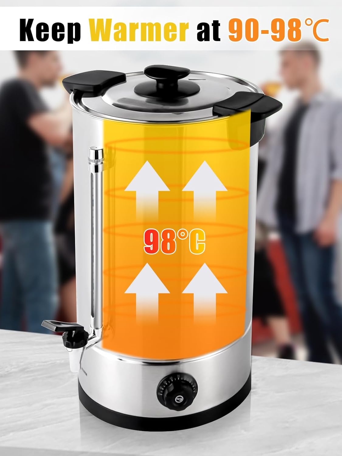 Commercial Coffee Urn 110 Cup 16L, Fast Brew Stainless Steel Coffee Urn Dispenser Coffee Maker with Filter Hot Water Urn Percolate Coffee Maker