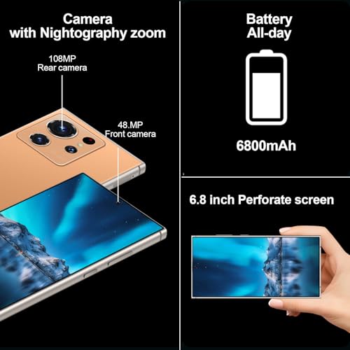 S24 Ultra Unlocked Cell Phones Smartphone with Built-in Pen 8+256GB Android 13 Phones 6.8" HD Screen Dual SIM 108MP+48MP Camera 6800 mAh (Green)